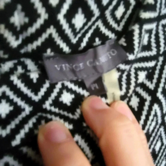 Vince Camuto black Jacquard mock Neck sleeveless Cotton sweater PL - Picture 4 of 4